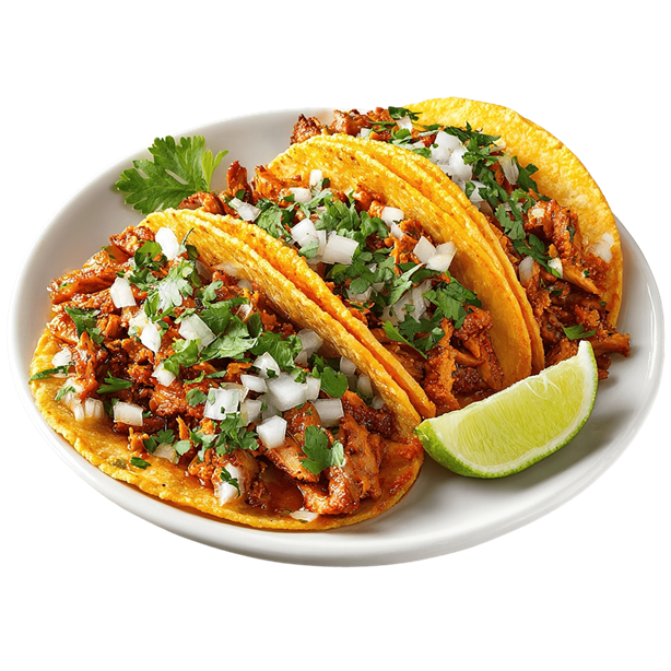 Tacos al carbón con cilantro fresco